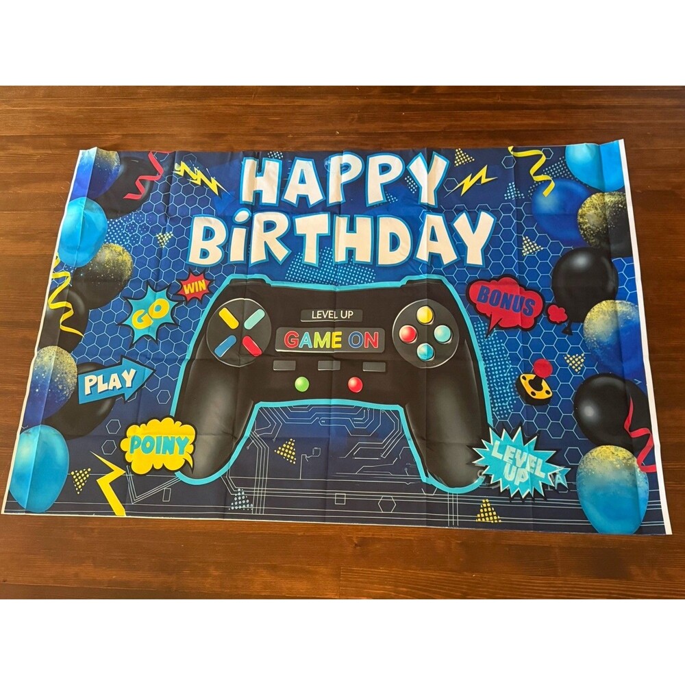 Video Game Happy Birthday Backdrop Game on Birthday Banner Level up Gaming Theme